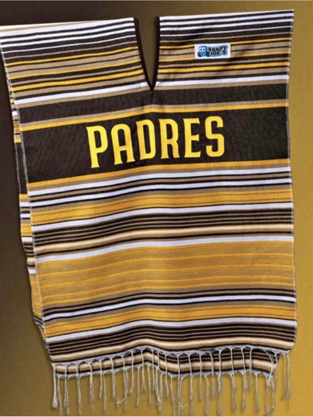 Padres Striped Men’s Robe Poncho in Yellow and Brown